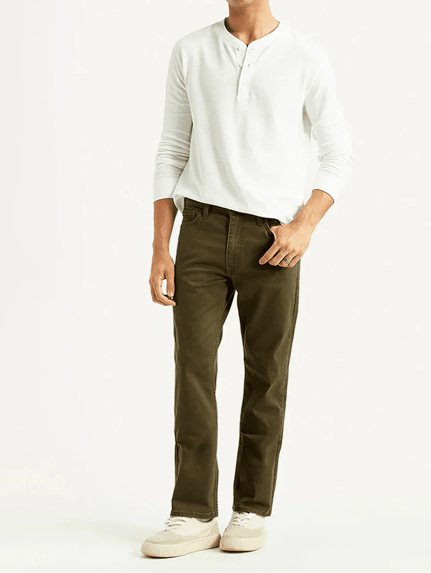 Levi's 513 Olive Slim Straight Fit Mid Rise Jeans